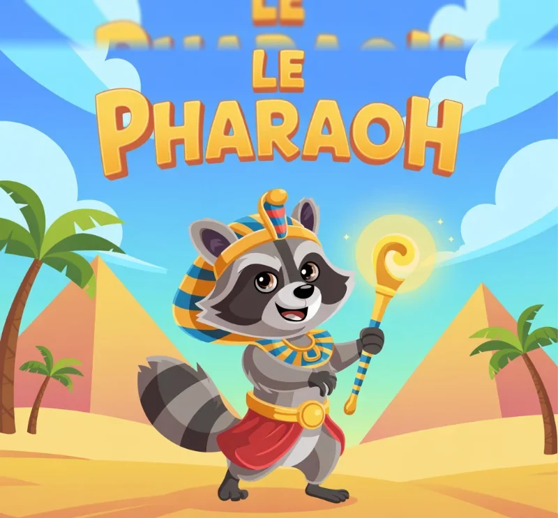 Le Pharaoh na telefonie — szop faraon na tle piramid